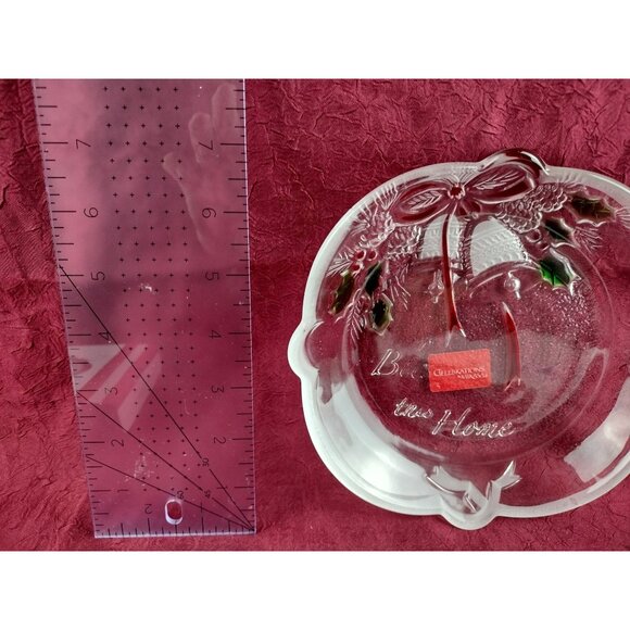 Mikasa Celebrations Crystal Glass Candy Dish Bless This Home 7 Inch Christmas - Picture 7 of 12